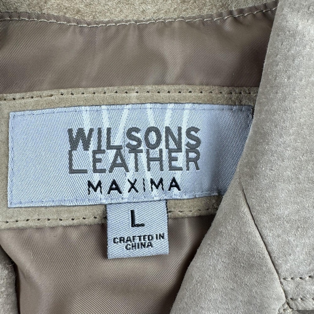 Wilsons Leather Maxima Jacket Womens L Tan Beige Suede Button Front Blazer - Picture 5 of 11